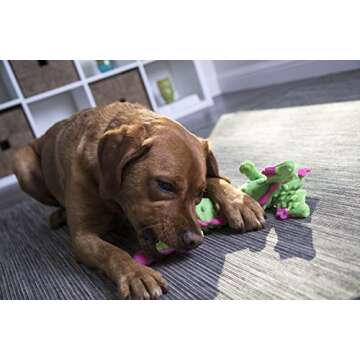 goDog Bubble Plush Skinny Dragons Squeaky Plush Dog Toy, Chew Guard Technology - Green, Large
