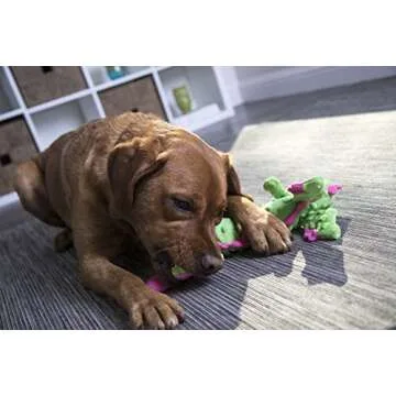 goDog Bubble Plush Skinny Dragons Squeaky Plush Dog Toy, Chew Guard Technology - Green, Large