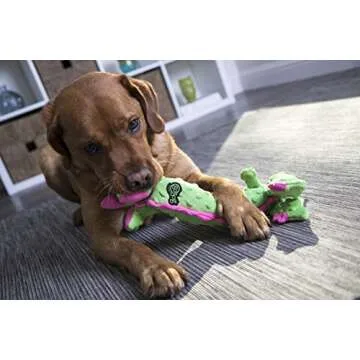 goDog Bubble Plush Skinny Dragons Squeaky Plush Dog Toy, Chew Guard Technology - Green, Large