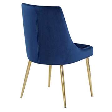 Meridian Furniture Karina Collection Modern | Contemporary Velvet Upholstered Dining Chair with Sturdy Metal Legs, Set of 2, 19.5" W x 21.5" D x 33.5" H, Navy