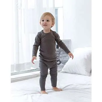 AVAUMA Baby Boys Girls Pajama Set Kids Toddler Snug fit Basic Cotton Sleepwear pjs for Daily (Charcoal-2 Small)
