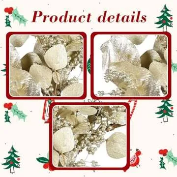 YNYLCHMX 20 Inch Winter Wreath for Front Door, Winter Wreaths with Gold Eucalyptus Leaves and Berries, Artificial Door Xmas Wreaths for Windows Walls Farmhouse Holiday Party Decoration