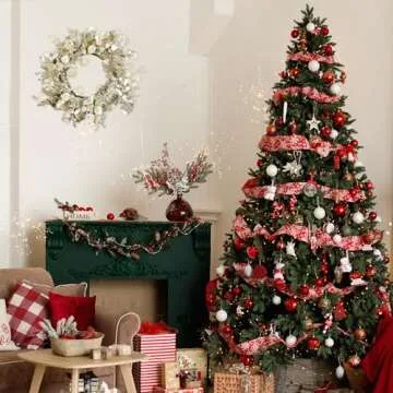 YNYLCHMX 20 Inch Winter Wreath for Front Door, Winter Wreaths with Gold Eucalyptus Leaves and Berries, Artificial Door Xmas Wreaths for Windows Walls Farmhouse Holiday Party Decoration