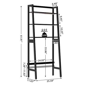 MallKing Over The Toilet Storage, Wooden 3-Tier Over-The-Toilet Rack Bathroom Space Saver Organizer, Freestanding Above Toilet with Toilet Paper Holder and Hooks (Black)
