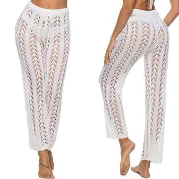 JUDYBRIDAL Womens High Waist Crochet Beach Bikini Pants