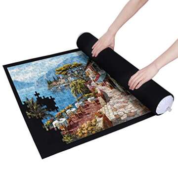 Becko US Puzzle Mat Roll Up Puzzle Mats for Jigsaw Puzzles Puzzle Roll Up Mat Puzzle Board Puzzle Keeper Puzzle Storage with Drawstring Storage Bag for Up to 1500 Pieces