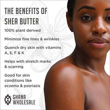 Ghana Wholesale Raw Shea Butter - Natural Skin Care for Face, Hair and Body (5 LB), 100% Pure Unrefi...