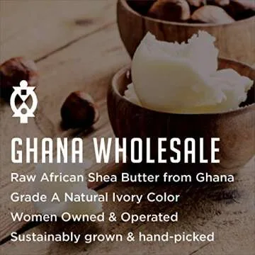 Ghana Wholesale Raw Shea Butter - Natural Skin Care for Face, Hair and Body (5 LB), 100% Pure Unrefined, African, Handmade, Organic & Fair-Trade Principles, Bulk Shea for Body Butters & Lotions