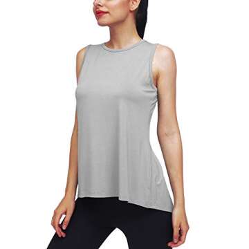 Mippo Cute Workout Tank Tops for Women Sleeveless Workout Clothes Open Back Work Out Shirts Woman Gym Yoga Shirts Muscle Tank Athletic Running Tank Tops Summer Tops for Women Gray L
