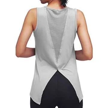 Mippo Cute Workout Tank Tops for Women Sleeveless Workout Clothes Open Back Work Out Shirts Woman Gym Yoga Shirts Muscle Tank Athletic Running Tank Tops Summer Tops for Women Gray L