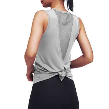 Mippo Cute Workout Tank Tops for Women Sleeveless Workout Clothes Open Back Work Out Shirts Woman Gym Yoga Shirts Muscle Tank Athletic Running Tank Tops Summer Tops for Women Gray L