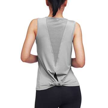 Mippo Cute Workout Tank Tops for Women Sleeveless Workout Clothes Open Back Work Out Shirts Woman Gym Yoga Shirts Muscle Tank Athletic Running Tank Tops Summer Tops for Women Gray L