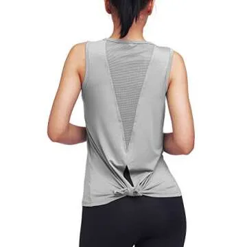 Mippo Cute Workout Tank Tops for Women Sleeveless Workout Clothes Open Back Work Out Shirts Woman Gym Yoga Shirts Muscle Tank Athletic Running Tank Tops Summer Tops for Women Gray L
