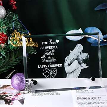 Personalized Birthday Gifts for Dad Glass Engrave Photo Frame Father's Day Gifts from Daughter Christmas Elegant Signs Custom Presents for Dad,Daughter