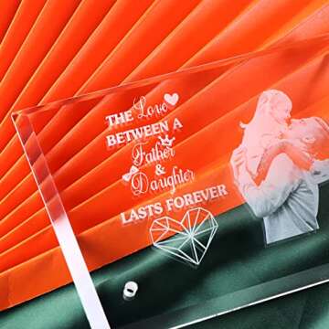 Personalized Birthday Gifts for Dad Glass Engrave Photo Frame Father's Day Gifts from Daughter Christmas Elegant Signs Custom Presents for Dad,Daughter