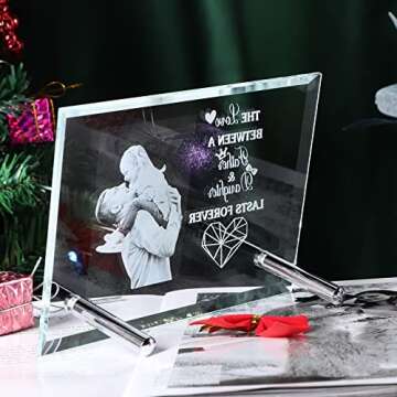 Personalized Birthday Gifts for Dad Glass Engrave Photo Frame Father's Day Gifts from Daughter Christmas Elegant Signs Custom Presents for Dad,Daughter