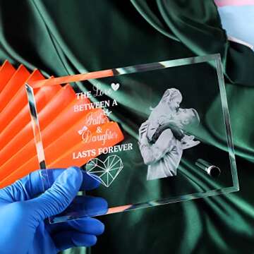 Personalized Birthday Gifts for Dad Glass Engrave Photo Frame Father's Day Gifts from Daughter Christmas Elegant Signs Custom Presents for Dad,Daughter