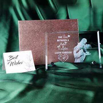 Personalized Birthday Gifts for Dad Glass Engrave Photo Frame Father's Day Gifts from Daughter Christmas Elegant Signs Custom Presents for Dad,Daughter