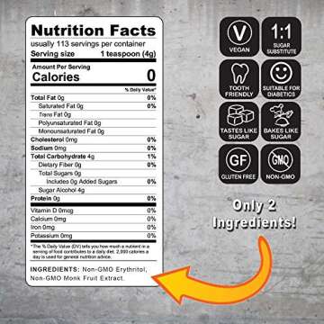 Monk Zero - Zero Calorie Monk Fruit Sweetener 16oz