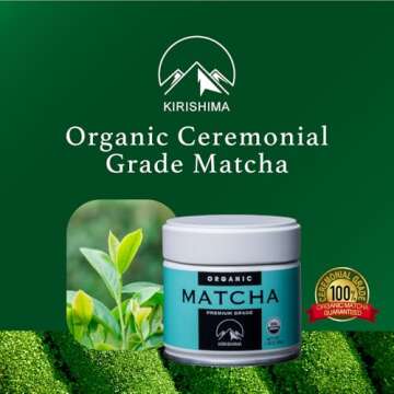 Kirishima Matcha Organic Green Tea Powder, Ceremonial Grade, Teahouse Edition Premium First Harvest, Japanese origin (1.06 Ounce Tin)