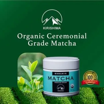 Kirishima Matcha Organic Green Tea Powder, Ceremonial Grade, Teahouse Edition Premium First Harvest, Japanese origin (1.06 Ounce Tin)