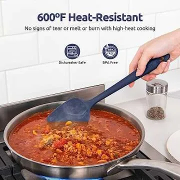 Heat Resistant Silicone Spatula Set: U-Taste 600ºF High Temp Seamless Food Grade Food Grade Flexible Rubber Silicon Kitchen Cooking Mixing Baking Scraper for Nonstick Cookware Set of 4 (Midnight Blue)