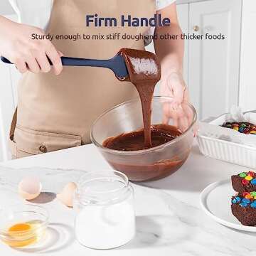 Heat Resistant Silicone Spatula Set: U-Taste 600ºF High Temp Seamless Food Grade Food Grade Flexible Rubber Silicon Kitchen Cooking Mixing Baking Scraper for Nonstick Cookware Set of 4 (Midnight Blue)