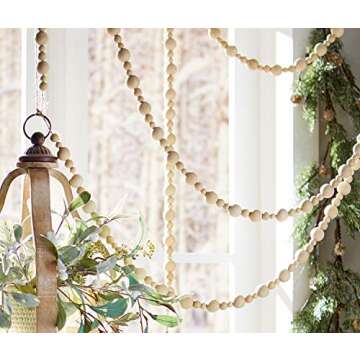 RAZ Imports 6 Foot Wooden Bead Garland - Holiday Garland Decoration