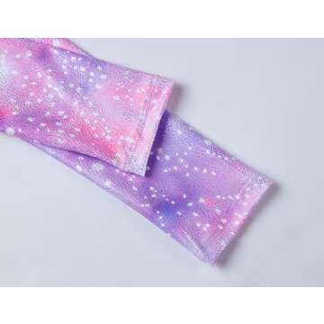 Domusgo Little Girls Gymnastics Leotards Size 4-5 Years Old Purple Starry Long Sleeve Fitted Outfits Dancewear Tank for Child Birthday Party