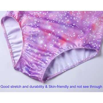 Domusgo Little Girls Gymnastics Leotards Size 4-5 Years Old Purple Starry Long Sleeve Fitted Outfits Dancewear Tank for Child Birthday Party