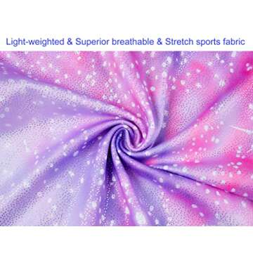 Domusgo Little Girls Gymnastics Leotards Size 4-5 Years Old Purple Starry Long Sleeve Fitted Outfits Dancewear Tank for Child Birthday Party