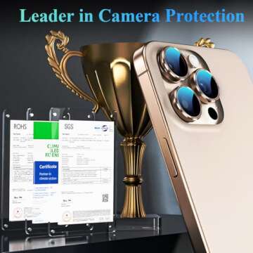 YWXTW for iPhone 16 Pro/iPhone 16 Pro Max Camera Lens Protector, [1 Step Installation Tray] Tempered...