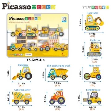 PicassoTiles Magnet Building Addon 8 Fun Vehicles