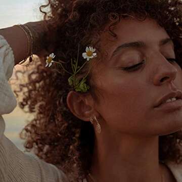 MYEARS Women Link Earrings Gold Huggie Hoop 14K Gold Plated Small Simple Hypoallergenic Everyday Jewelry