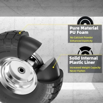 Dolly Tires - Flat Free Solid Rubber 10 Inch for Carts