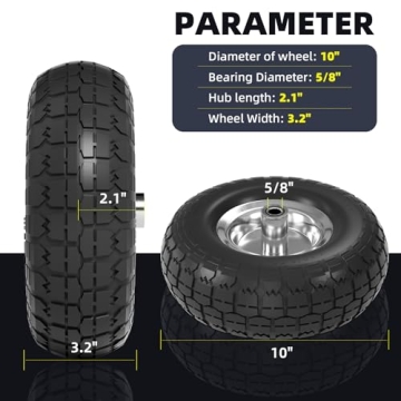 Dolly Tires - Flat Free Solid Rubber 10 Inch for Carts