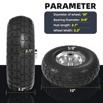 Dolly Tires - Flat Free Solid Rubber 10 Inch for Carts