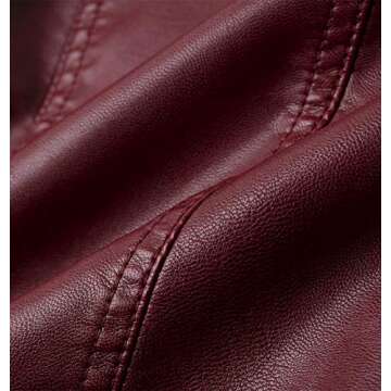 Tanming Women's Faux Leather Moto Biker Short Coat Jacket (WineRed10-L)
