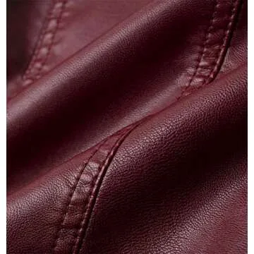 Tanming Women's Faux Leather Moto Biker Short Coat Jacket (WineRed10-L)