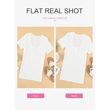 Dokotoo Women's Slimming Ribbed Scoop Neck T-Shirt