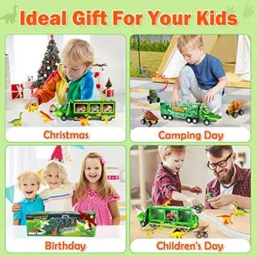Dinosaur Toys for Kids 3-5-7, 11 in 1 Dinosaur Truck with Light, Music & Roar Sound, Dino Toddler Toys Including Toy Truck, Dinosaur Cars, Mini Dinosaur Figures & Slide, Toys for 3 4 5 6 Year Old Boys