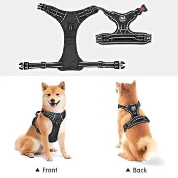 PoyPet No Pull Dog Harness, No Choke Front Lead Dog Reflective Harness, Adjustable Soft Padded Pet Vest with Easy Control Handle for Small to Large Dogs