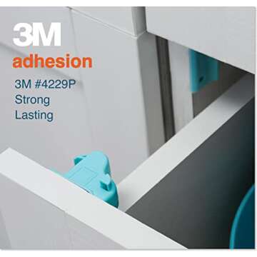 Roving Cove Ergonomic Magnetic Cabinet Baby Locks 12-pk, Child Proof Drawer Cupboard Latches, Adhesive, Easy Install with Starter Tape System