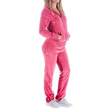 Sweatsuits for Women Tracksuit 2 Piece Outfits Velour & Fleece Active Wear Zip-Up Hoodie Sweatpants ...