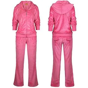 Sweatsuits for Women Tracksuit 2 Piece Outfits Velour & Fleece Active Wear Zip-Up Hoodie Sweatpants Sweat Suits Small Coral