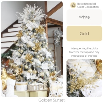 Gold Glitter Berry Stems Christmas Wedding Decor 24 Pack