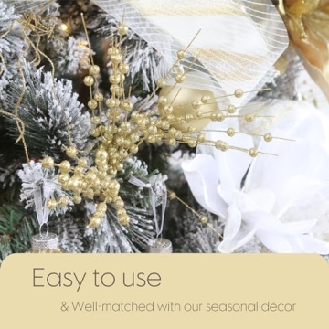 Gold Glitter Berry Stems Christmas Wedding Decor 24 Pack