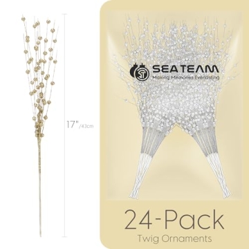 Gold Glitter Berry Stems Christmas Wedding Decor 24 Pack