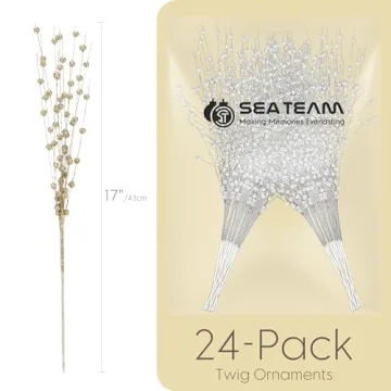 Gold Glitter Berry Stems Christmas Wedding Decor 24 Pack