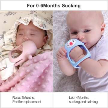 Smily Mia Penguin and Reindeer 2Pack Baby Teething Toys Gift Set for 0-18Months Babies